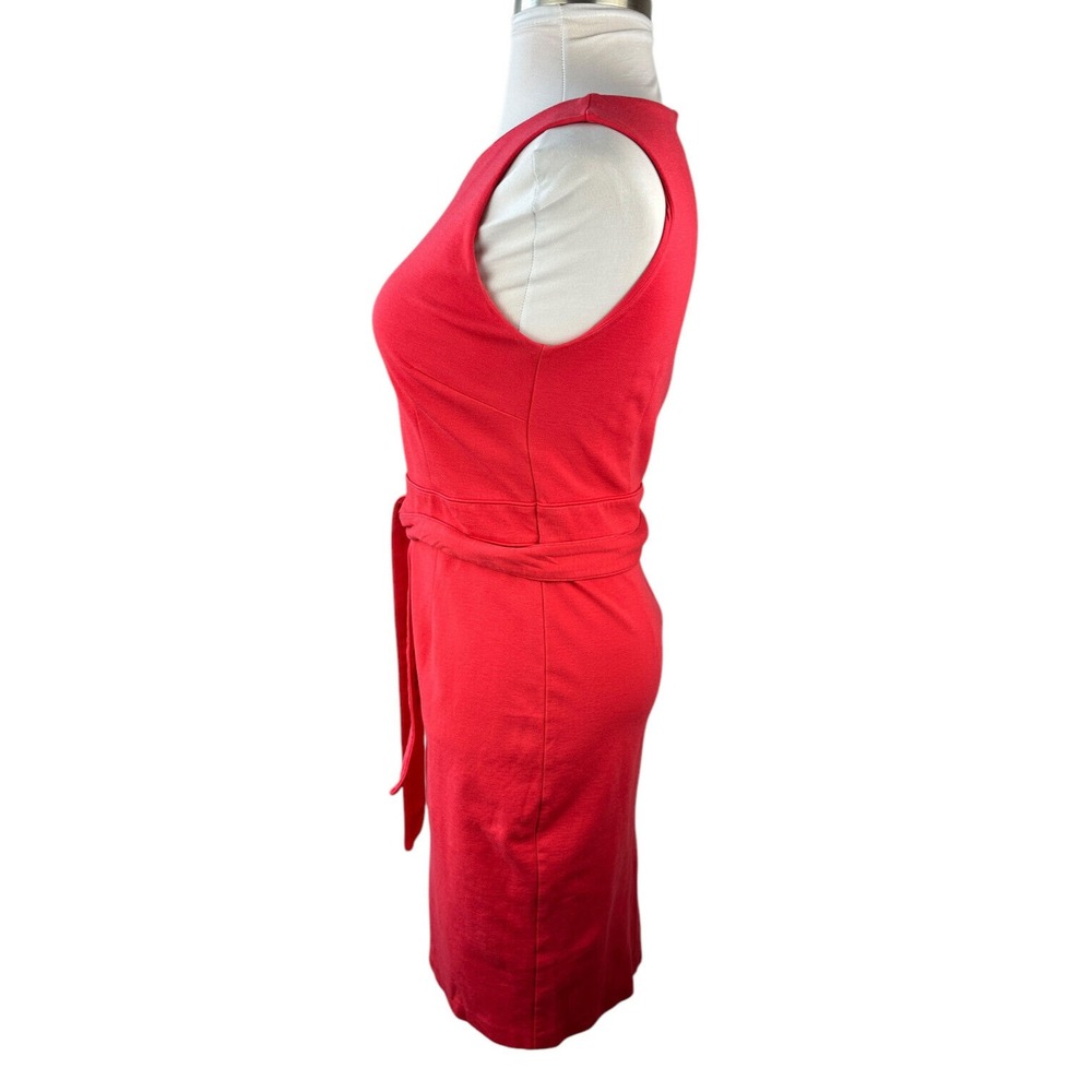 Boden Zeta Ponte Dress W/Tie Belt Pop Peony Red Shift Sheath Sleeveless Size 10 - Picture 7 of 16